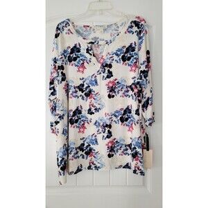 EMALINE WOMAN's  WHITE FLORAL PRINT PULLOVER SHIRT-SIZE 2X-NWT